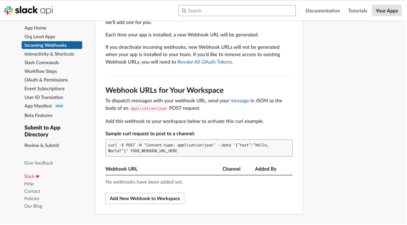 Add New Webhook to Workspace