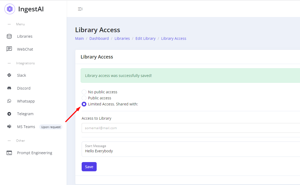 Сhanging permissions to &quot;Limited Access&quot;